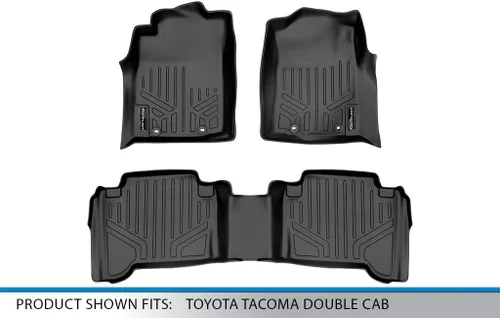 Vista 5 de SMARTLINER Juego de alfombrillas de piso de ajuste personalizado de 2 filas para Toyota Tacoma 2012-2015