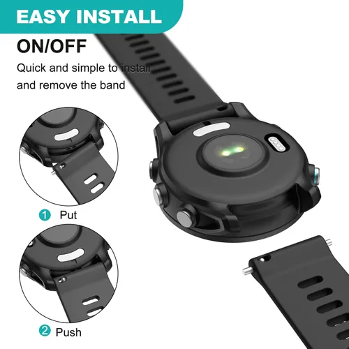 Vista 6 de OVERSTEP - Correa de reloj para Garmin Venu 2 Plus/Venu SQ/Forerunner 645/245 Correa de muñeca de liberación rápida para Garmin Vivoactive 3