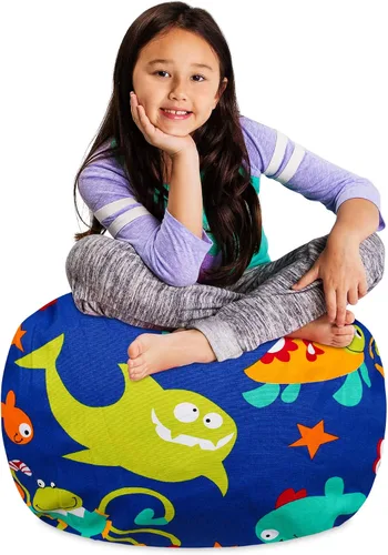 Vista 87 de Posh Creations Funda de puf para niños con almacenamiento para animales de peluche - Organizador de juguetes para niños, Mediano 68.58 cm - Lona