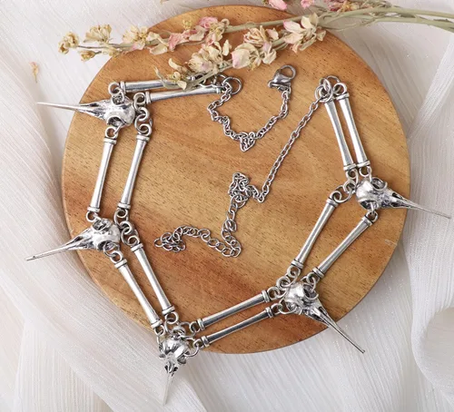 Vista 7 de Sacina Gargantilla gótica de esqueleto de calavera, colgante de calavera de aleación de zinc, regalo de joyería gótica de Halloween para mujeres