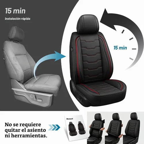 Vista 7 de DISUTOGO - Fundas de asiento para Dodge Charger 2007-2026 (5 asientos, línea roja)
