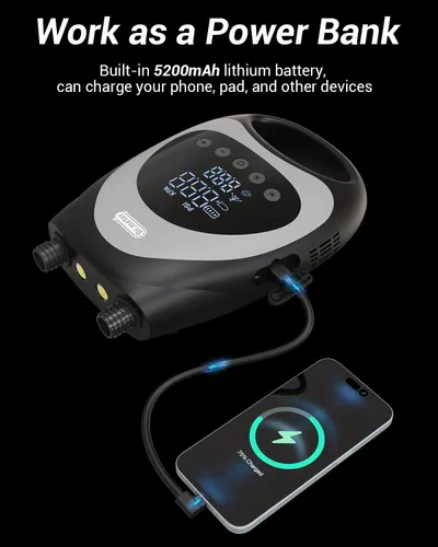 Vista 6 de Dr.meter Paddle Board Pump, Rechargeable Battery for 6 SUPs Inflation & Deflation, 20PSI High Pressure Portable Electric SUP Air Pump with LED Light