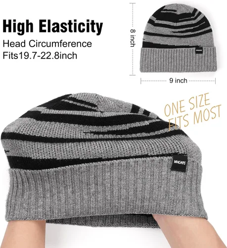 Vista 2 de Wmcaps Gorros de invierno para hombres y mujeres, gorro de invierno con forro polar cálido