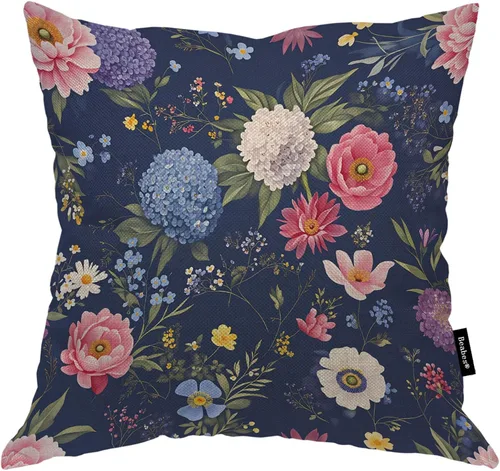 Vista 19 de Funda para cojín Beabes de 18"X18" con ancla, diseño náutico azul y blanco a rayas, funda de almohada cuadrada de algodón y lino para el hogar