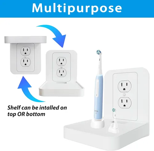 Vista 7 de Soporte de Estante para Enchufe Compatible con Receptáculo Dúplex, Decoración de Baño, Gestión de Cables, Una Solución de Ahorro de Espacio, Homepod