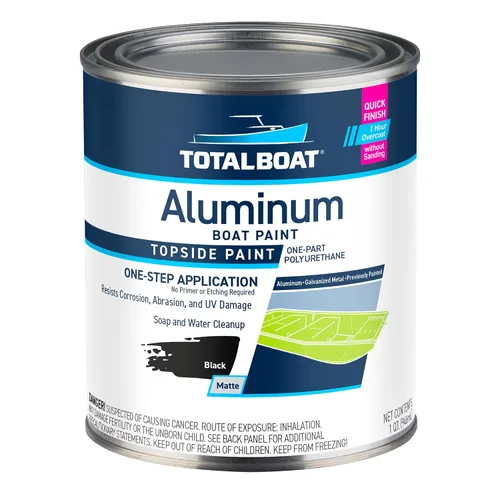 Vista 15 de TotalBoat Pintura de aluminio para lanchas, barcos bajos, botes, botes anfibios, barcos Jon y pontones (Verde Ejército, Quart)