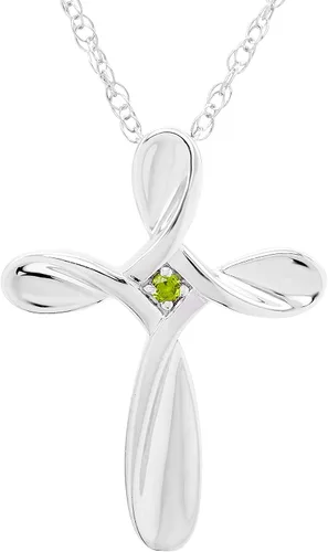 Vista 10 de Boston Bay Diamonds Sterling Silver Infinity Birthstone Cross Necklace 01 de enero - Granate genuino