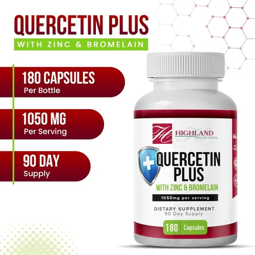 Vista 6 de Quercetina Plus Bromelina y Zinc 180 cápsulas – Suplemento de apoyo inmunológico para adultos, adolescentes y personas mayores – Quercetina