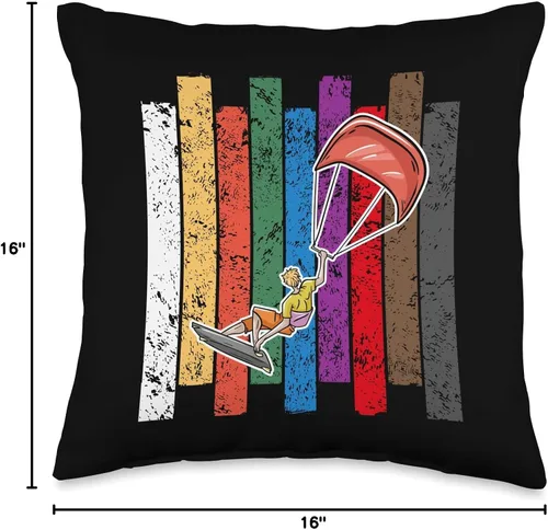 Vista 4 de Kiteboarder Kitesurf Tees Co Kiteboarding Color Kite Surfing Surfer Regalos Throw Pillow 16x16, Multicolor