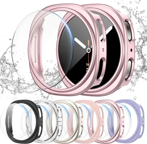 Vista 10 de Pack de 12 fundas para Samsung Galaxy Watch 6 de 40 mm, protector de pantalla con cubierta de policarbonato duro y película protectora de vidrio