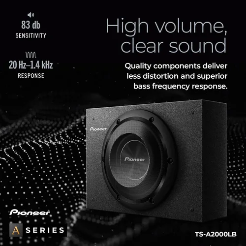 Vista 5 de Pioneer Subwoofer TS-A2000LB Serie A de 8 pulgadas – 700 W máximo, diseño de montaje poco profundo precargado, graves profundos en espacios