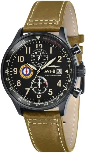 Vista 10 de Reloj analógico AV-4011 Hawker Hurricane, con mecanismo de cuarzo japonés, con correa de piel, de AVI-8