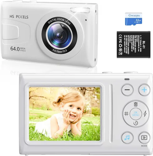 Vista 10 de Cámara digital, 4K 64MP Cámara digital de apuntar y disparar con zoom de 18X cámara compacta para vlogging para adolescentes, adultos, niños, niñas
