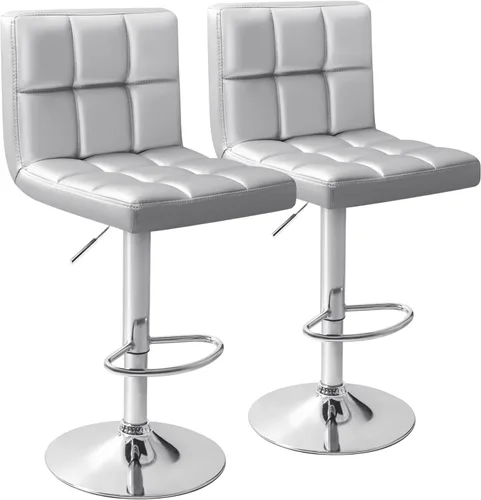 Vista 11 de Homall - Taburetes de bar de cuero sintético, con altura ajustable, giratorios, hidráulicos sin brazos, taburete de bar y cocina cuadrado de altura