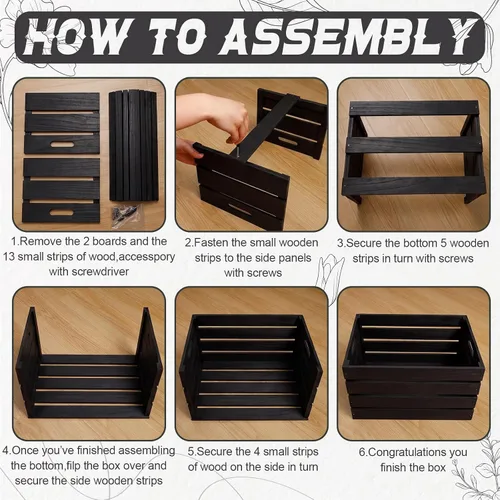 Vista 3 de Weysat Paquete de 3 cajas grandes de madera para almacenamiento, 16 x 12 x 9.5 pulgadas, cajas de madera sin ensamblar con asa, caja decorativa