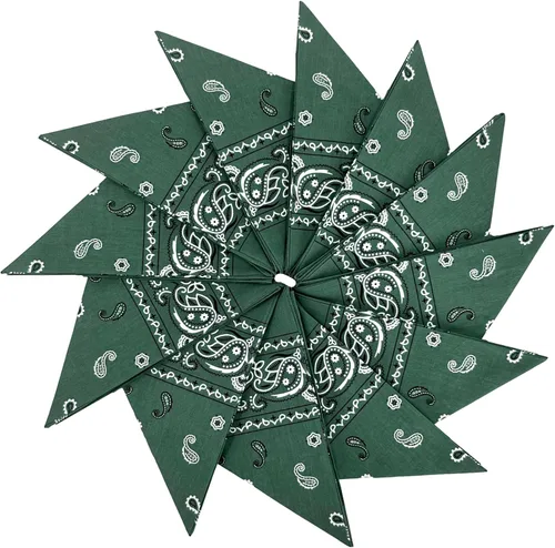 Vista 10 de Junvena Bandanas de algodón, 12 paquetes de 22 x 22 pulgadas, pañuelo unisex impreso de doble cara