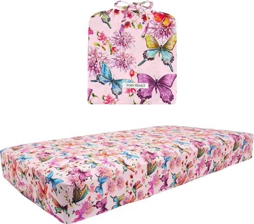 Vista 5 de Posh Peanut Sábana bajera para cuna, viscosa de bambú suave, 52 x 28 in Antonieta