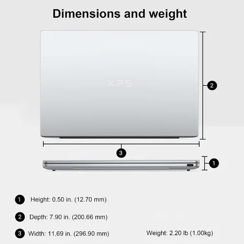 Vista 8 de Dell Portátil XPS 13, pantalla táctil de 13.4" 2.5K, Intel Core 5, Windows