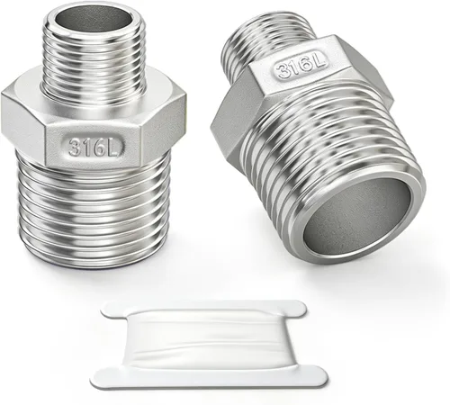 Vista 13 de TAISHER 10 pezones hexagonales 316L, montaje de tubería 3/8 "macho NPT