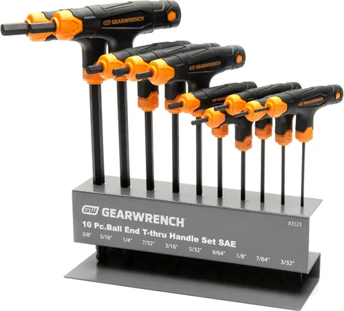 Vista 6 de GEARWRENCH Juego de llaves hexagonales con mango en T de extremo de bola SAE de 10 piezas 83523