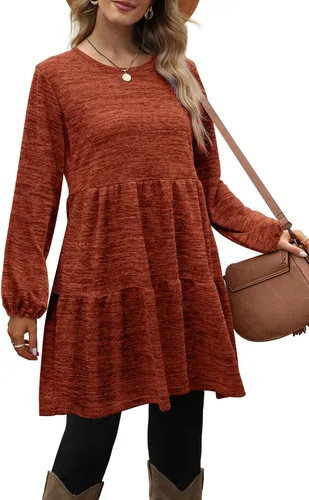 Vista 3 de Geifa Vestidos casuales de manga larga para mujer, estilo babydoll