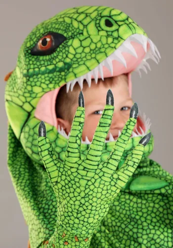 Vista 5 de Disfraz de iguana para niños con guantes adjuntos, fundas para zapatos y tocado