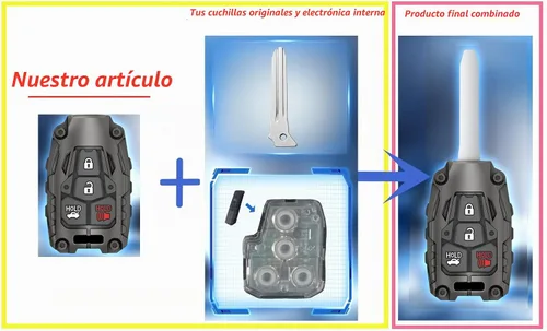 Vista 4 de Carcasa de repuesto para llave de control remoto sin llave para Toyota Camry Corolla Rav4 Tacoma Highlander Avalon Venza (negro)