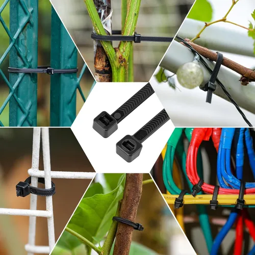 Vista 7 de Bridas de cremallera de 8 pulgadas con dientes de doble cara, resistencia a la tracción de 65 libras, bridas para cables resistentes con autobloqueo