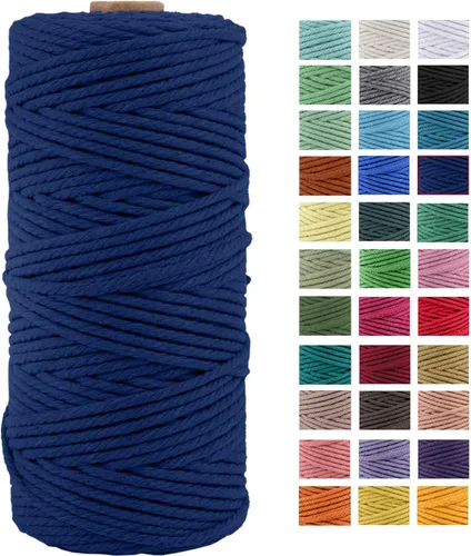 Vista 17 de Cordón de macramé de algodón natural grueso de 3mm x 109 yardas, cuerda de algodón trenzado de 4 hebras para macramé suave de color natural hecho a