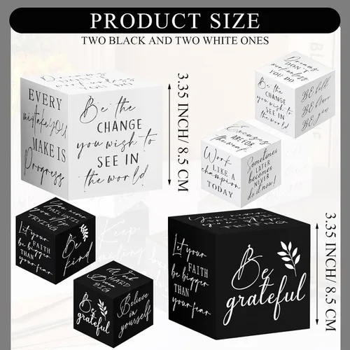 Vista 2 de Pinkunn 4 piezas inspiradoras de decoración de escritorio, regalo para hombres y mujeres, mini letreros inspiradores de madera para decoración