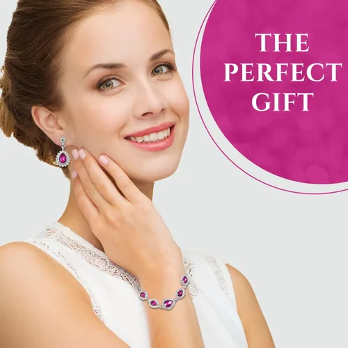 Vista 6 de Shop LC - Juego de joyas para mujer collar de lágrima aretes de cristal tamaño nupcial de 20 pulgadas y 75 pulgadas Metal no conocido