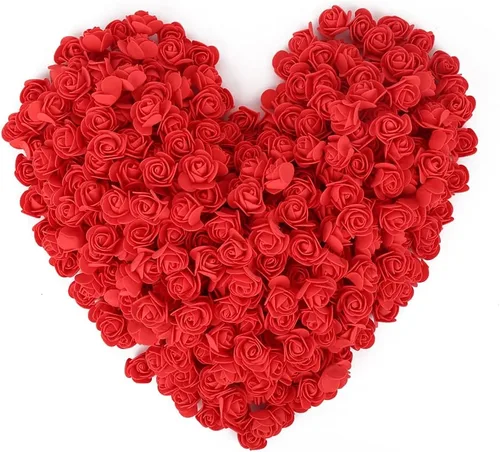 Vista 14 de 500 cabezas de rosas de espuma color burdeos, flores artificiales a granel para manualidades, ramos de boda, centros de mesa de baby shower