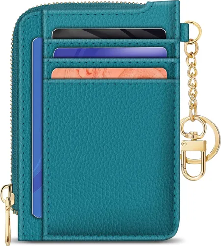 Vista 40 de GIANCOMICS Cartera delgada con tarjetero para mujer, funda pequeña con bloqueo Rfid, llavero de bolsillo delgado con cremallera curvada, tarjetero