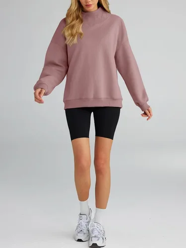 Vista 3 de Trendy Queen - Sudaderas de gran tamaño para mujer, cuello alto, manga larga, sudaderas con capucha para otoño, ropa 2024