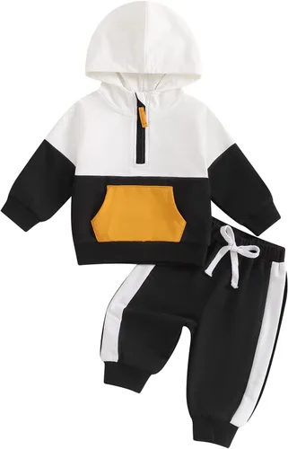 Vista 21 de Conjunto de ropa de otoño e invierno para bebé y niño, sudadera larga con capucha y pantalones para niños pequeños, 6, 12, 18, 24 meses, 2T Adorable