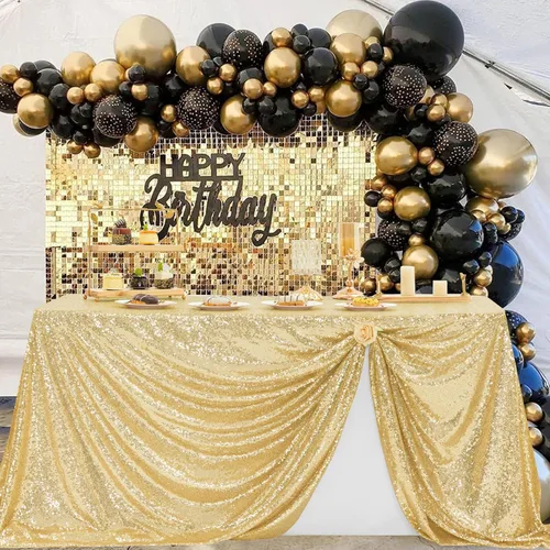 Vista 75 de Manteles redondos de lentejuelas negros para fiestas, de 121,9 cm, mantel redondo de purpurina ajustado, pequeño, lindo y dulce, para boda