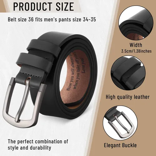 Vista 2 de Cinturón para hombre de regalo para marido, cinturones personalizados para hombres, regalo de cuero grabado para él, cumpleaños, aniversario, boda