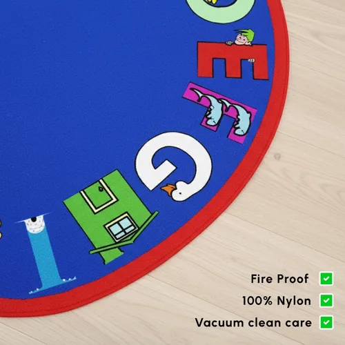 Vista 4 de SAFECASTLE Alfombra para niños de 5 pies 4 pulgadas x 7 pies 8 pulgadas, alfa con actitud, alfombra educativa de aprendizaje ABC para aulas, salas