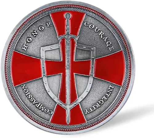 Vista 3 de The Knight Templar Challenge Coin Cruz Roja Colección de Monedas Religiosas Regalo