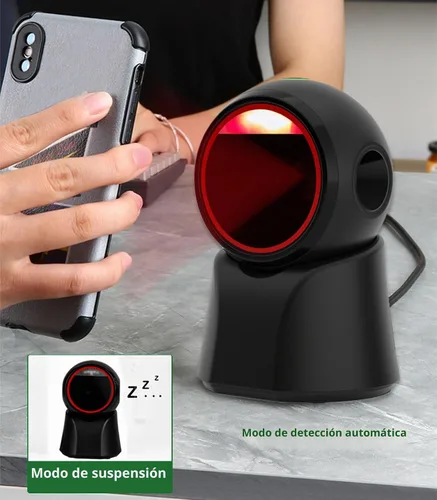 Vista 3 de escáner omnidireccional de escritorio del QR del escáner USB del código de barras 1D 2D atado con alambre
