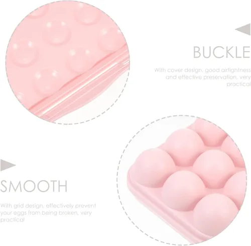 Vista 9 de Angoily Cartón de huevos, soporte apilable para huevos para refrigerador, almacenamiento de plástico1, bandejas de almacenamiento rosa de cocina