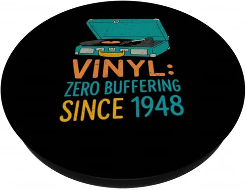 Vista 2 de Vinyl Zero Buffering Since 1948 Retro Record Player Design PopSockets Adhesive PopGrip