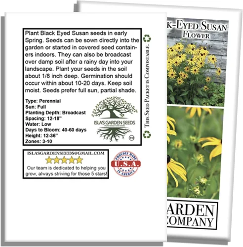 Vista 7 de Semillas de flores Susan de ojos negros, más de 3000 semillas por paquete, flores silvestres amarillas brillantes, nombre botánico: Rudbeckia hirta