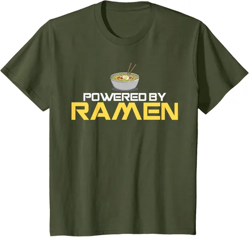 Vista 10 de Camiseta de fideos de anime japoneses Powered By Ramen, Negro, S