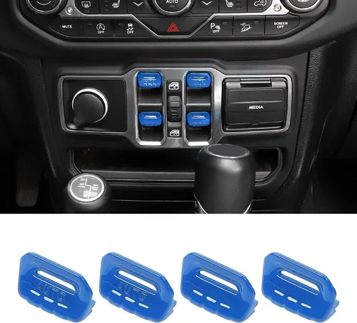 Vista 16 de RT-TCZ - Cubierta decorativa para interruptor de botón de ventana de consola central, accesorios interiores compatibles con Jeep Wrangler JL JLU