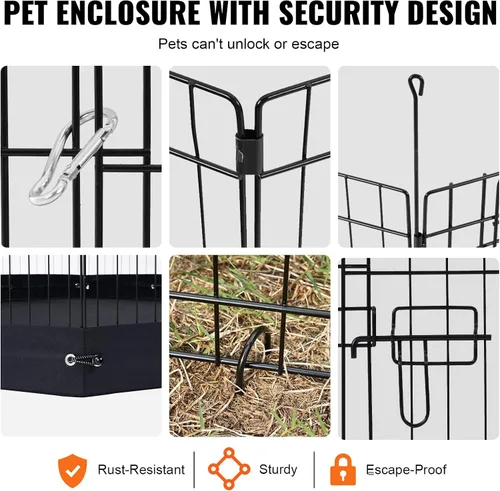 Vista 5 de VEVOR Corralito para perros, 4 paneles de 24 x 36 pulgadas, parque de ejercicio plegable de metal para mascotas, valla para perros para interiores