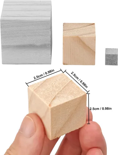 Vista 2 de 200 cubos cuadrados de madera maciza para manualidades, cubo de madera sin terminar de 1 pulgada, bloques de madera para manualidades, cubo