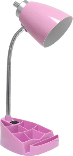 Vista 9 de Simple Designs LD1094-WHT - Lámpara de escritorio todo en uno de cuello de cisne de 18.5 pulgadas con soporte para iPad, soporte para libros y Blanco