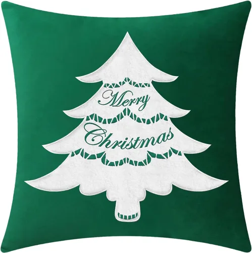 Vista 44 de BRAWARM Christmas Reindeer Pillow Cover 18x18 Black Velvet Embroidered Reno negro