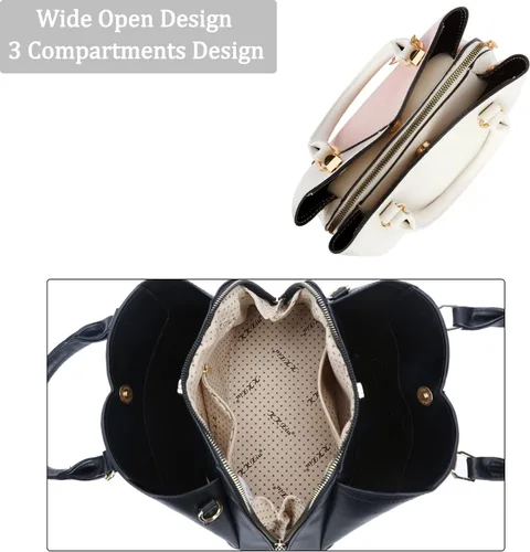 Vista 7 de KKXIU Monederos y bolsos de mano con triple compartimento para mujer, bolso de mano con asa superior